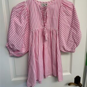 Mille Charlie Pink Striped Women's Top. XS